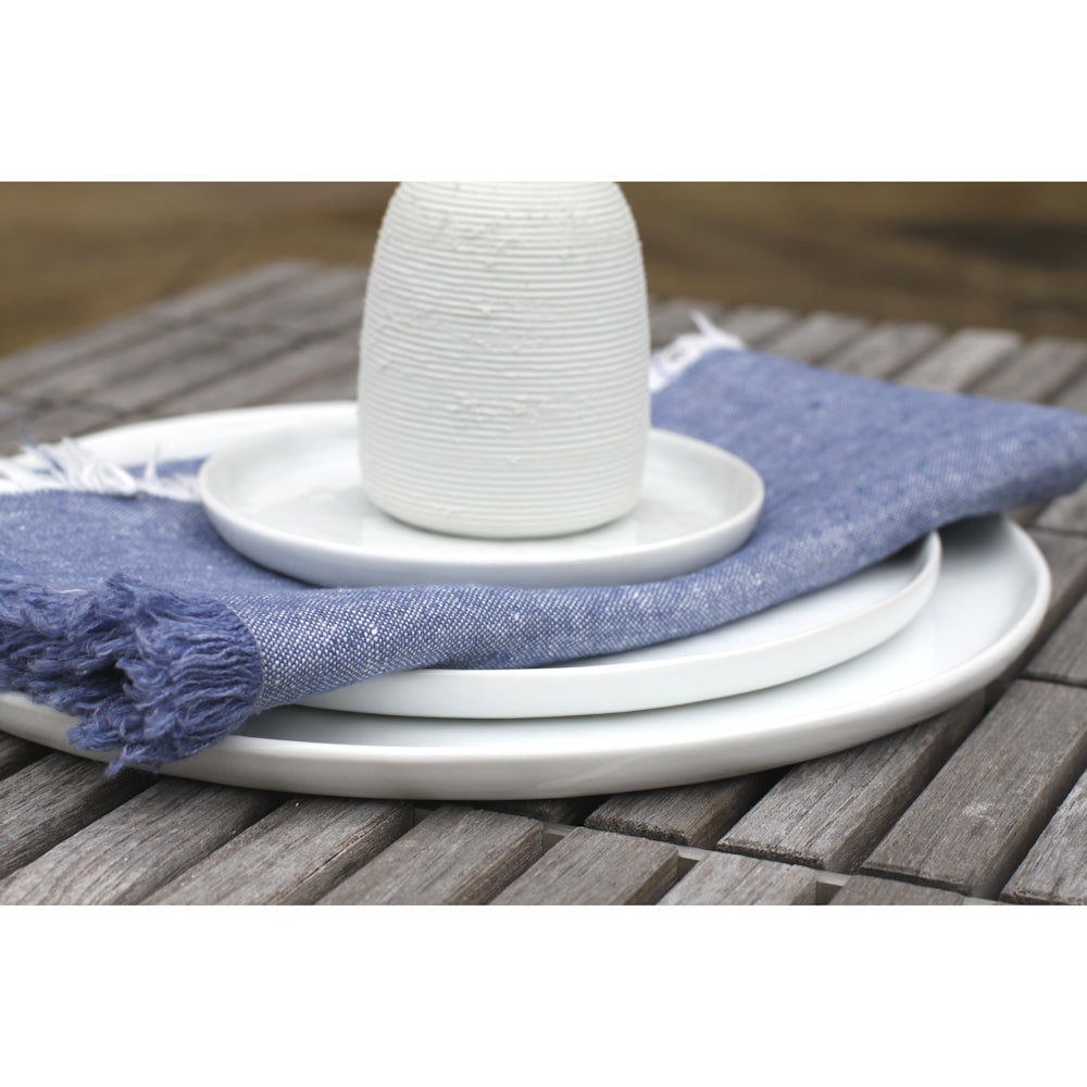 Linen Napkin - Stonewashed - Blue with Frayed Edges - Luxury Thick Linen