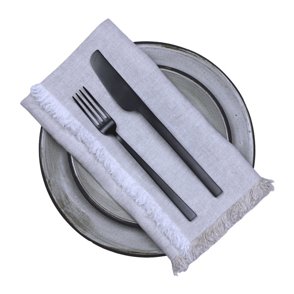 Linen Napkin - Stonewashed - Light Natural with Frayed Edges - Luxury Thick Linen