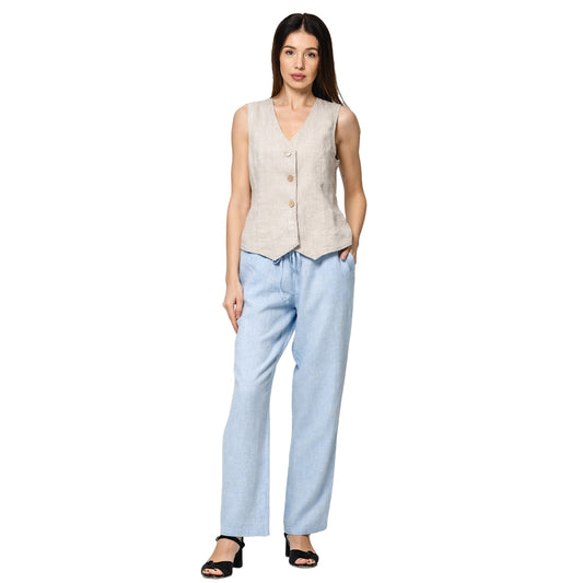 Linen Pants - Light Blue - Stonewashed - Luxury Medium Thick Linen