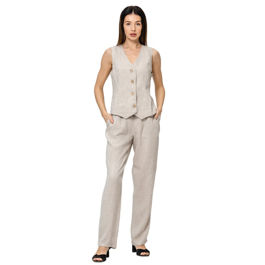Linen Pants - Light Natural - Stonewashed - Luxury Medium Thick Linen