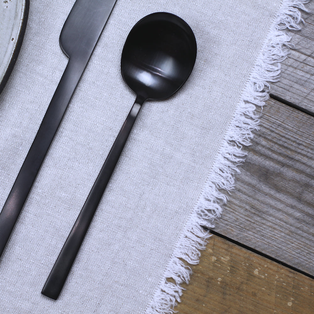 Linen Placemat - Stonewashed - Light Natural with Frayed Edges - Luxury Thick Linen