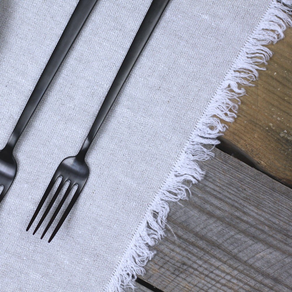 Linen Placemat - Stonewashed - Light Natural with Frayed Edges - Luxury Thick Linen