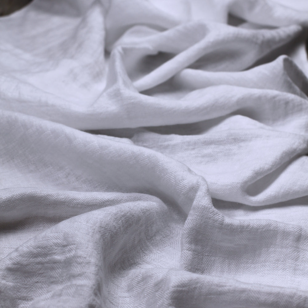 Linen Scarf Isabella - Stonewashed - White