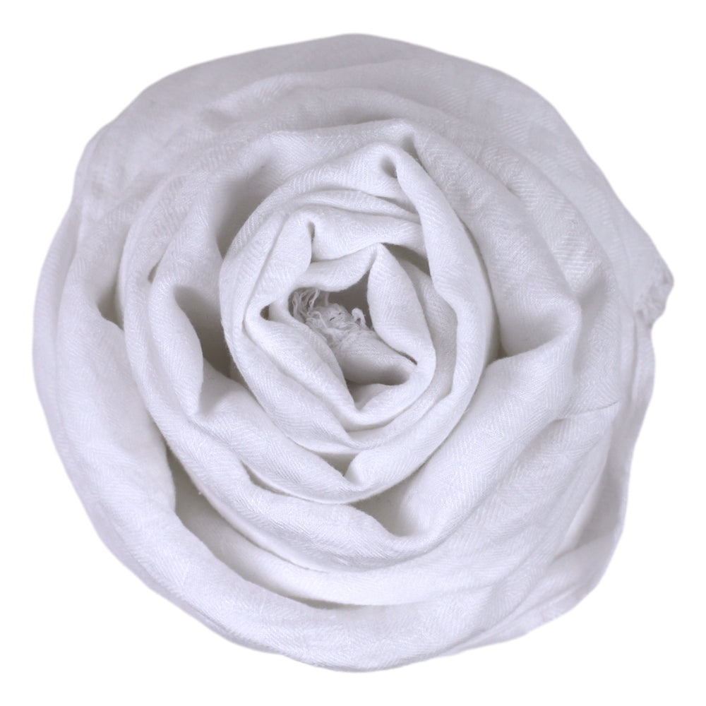 Linen Scarf Isabella - Stonewashed - White