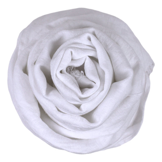 Linen Scarf Isabella - Stonewashed - White - Twill Weave