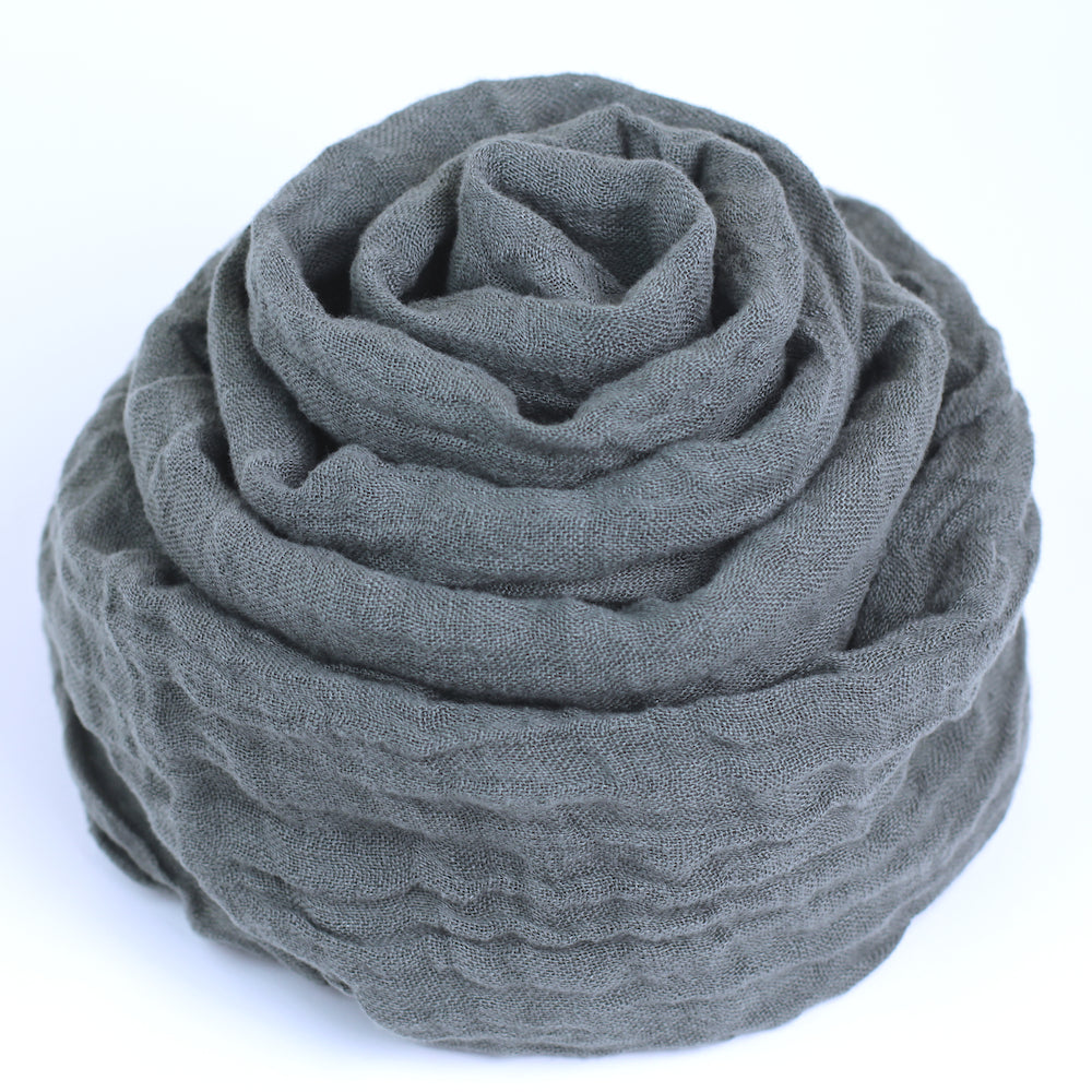 Linen Scarf - Stonewashed - Charcoal Gauze - Thin Linen