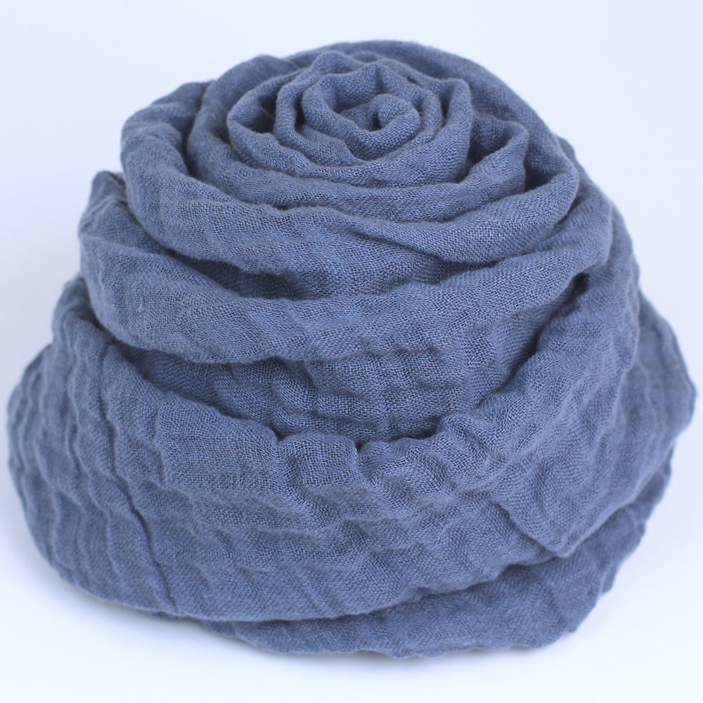 Linen Scarf - Stonewashed - Denim Blue Gauze - Thin Linen