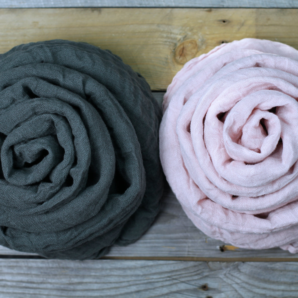 Linen Scarf - Stonewashed - Charcoal Gauze - Thin Linen