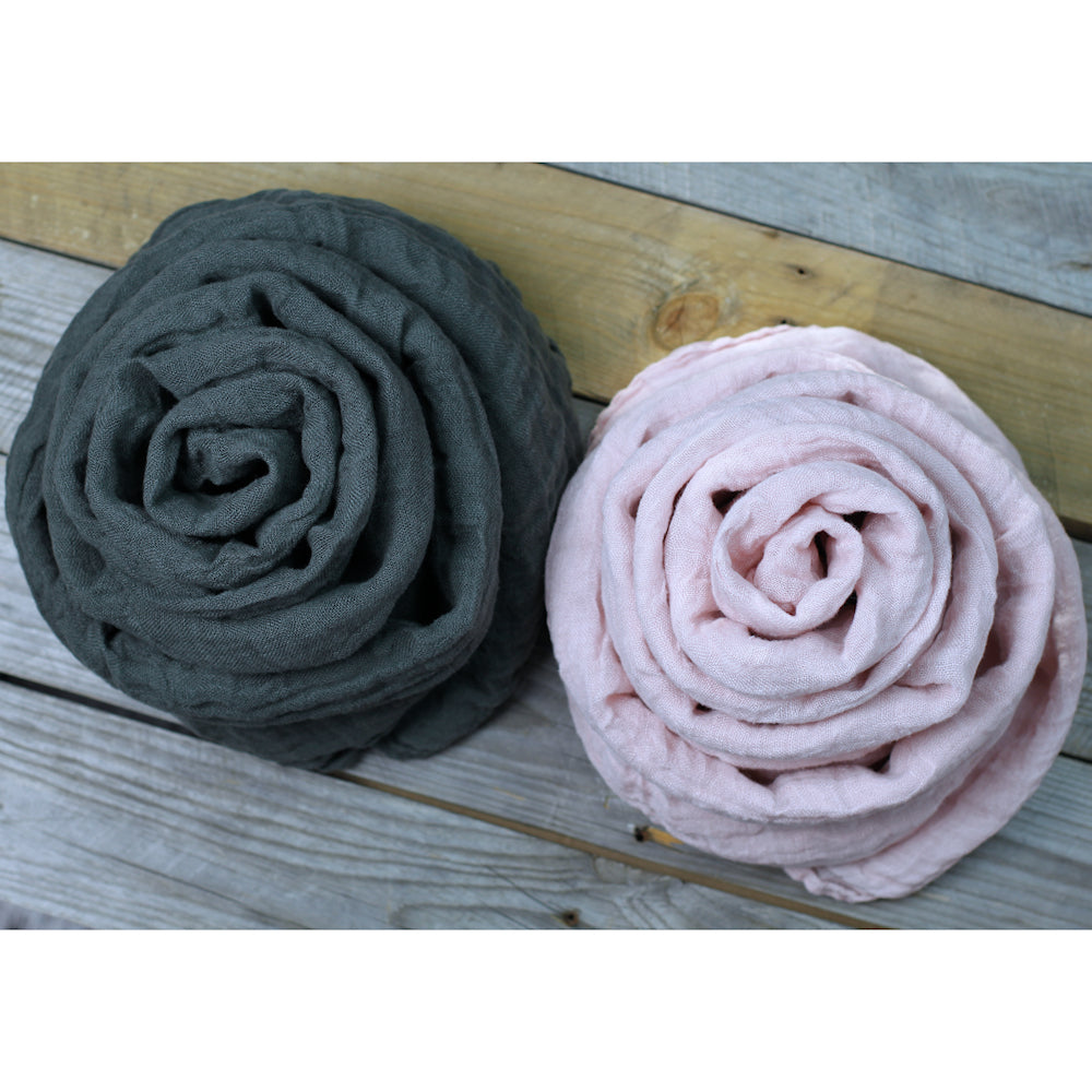 Linen Scarf - Stonewashed - Charcoal Gauze - Thin Linen