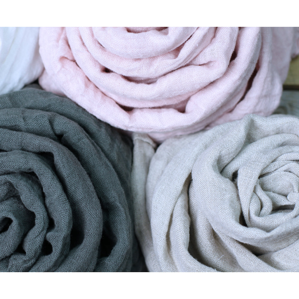 Linen Scarf - Stonewashed - Charcoal Gauze - Thin Linen