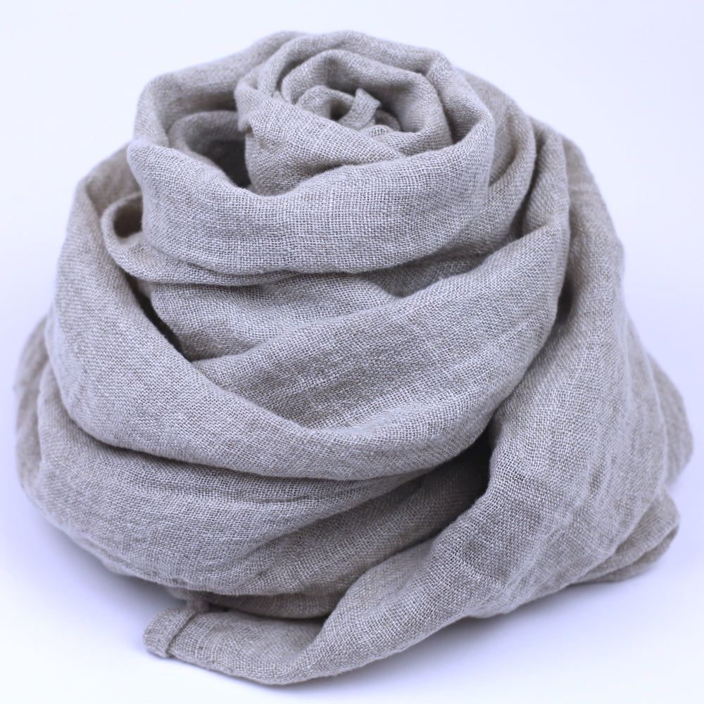 Linen Scarf - Stonewashed - Natural Gauze - Thin Linen