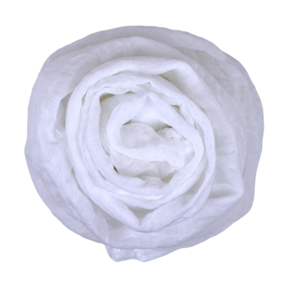 Linen Scarf - Stonewashed - White Gauze - Thin Linen