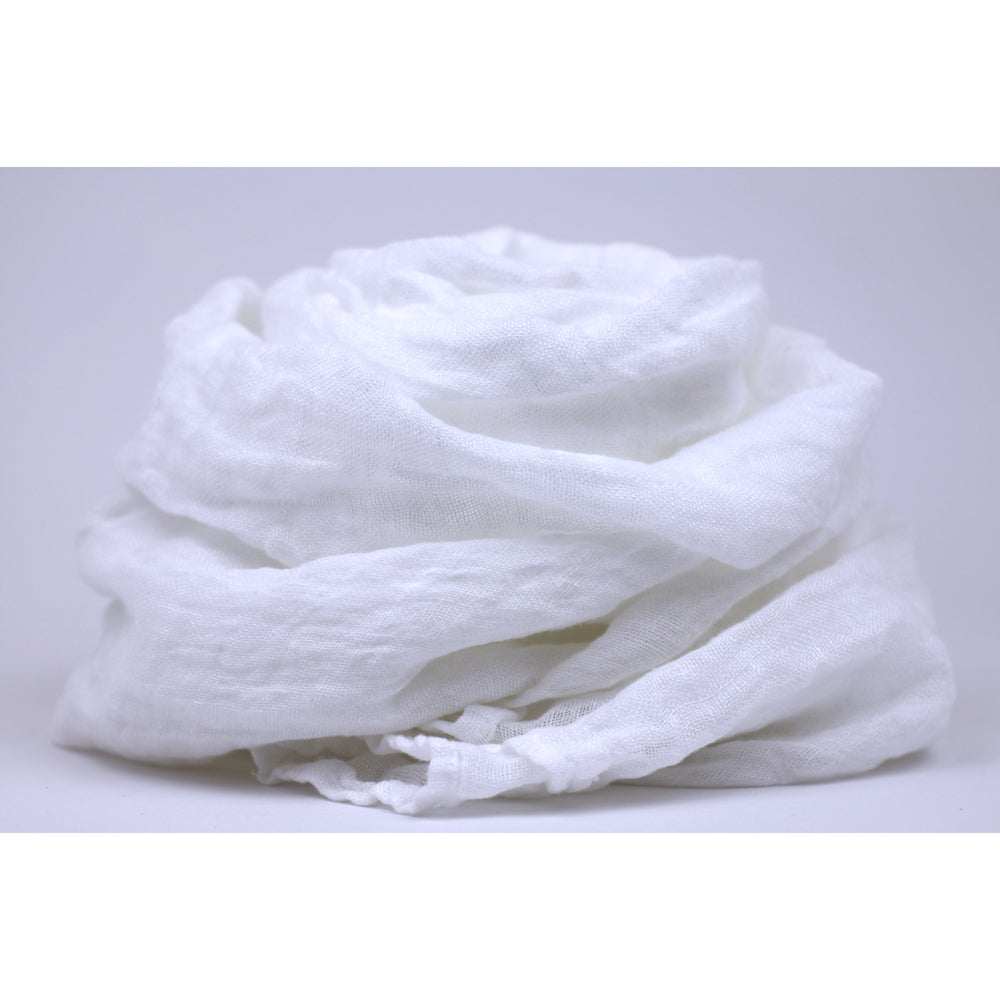 Linen Scarf - Stonewashed - White Gauze - Thin Linen