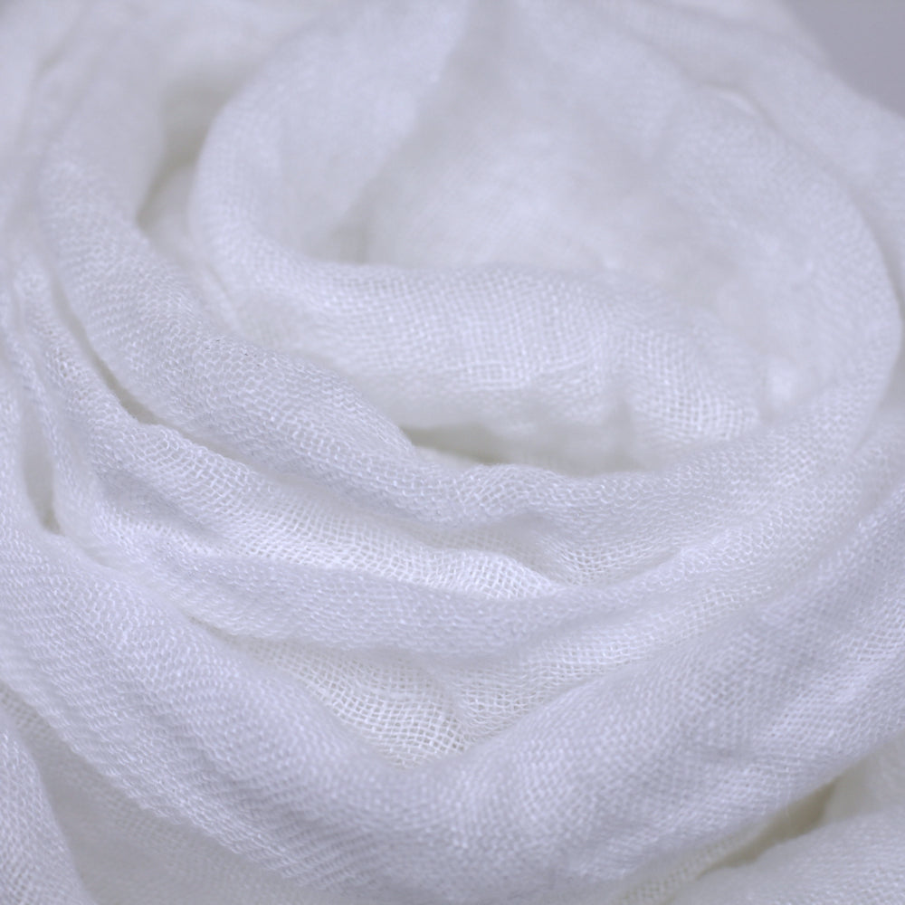 Linen Scarf - Stonewashed - White Gauze - Thin Linen