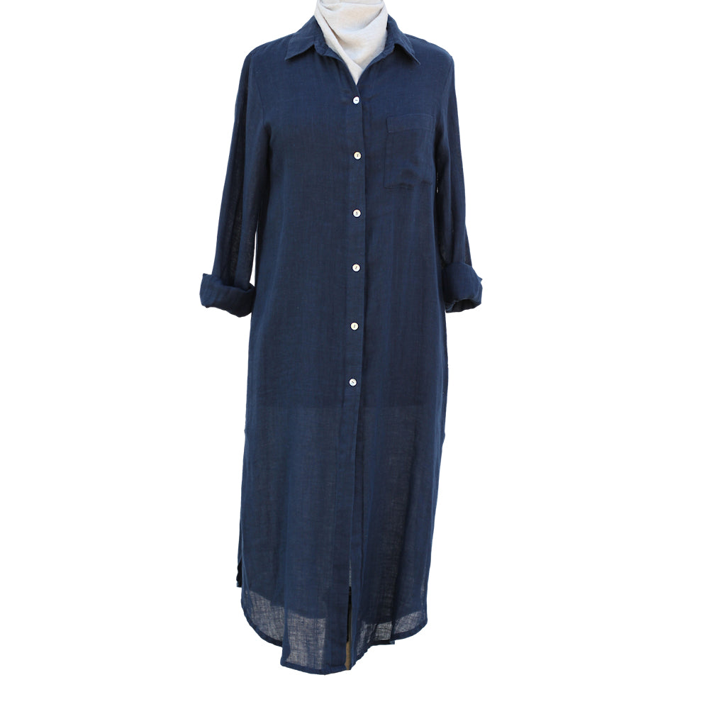 Linen Duster - White or Navy Blue - Stonewashed - Luxury Gauze Linen