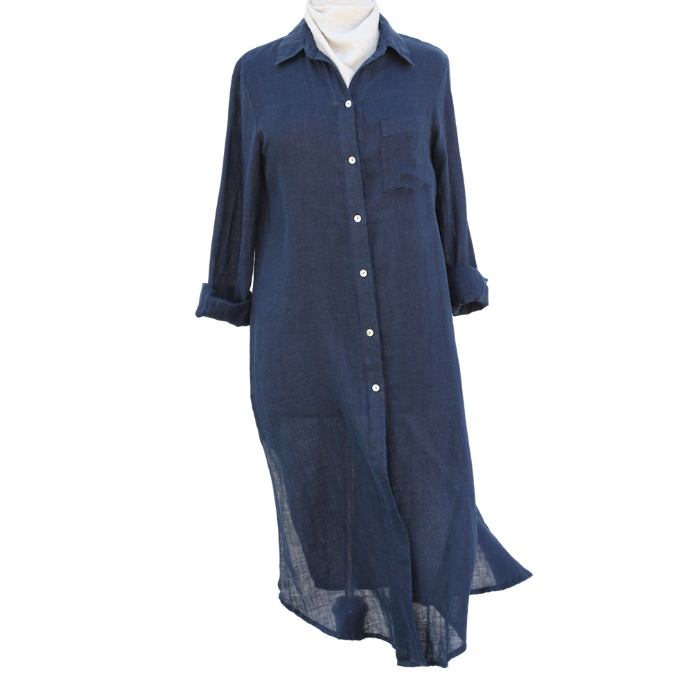 Linen Duster - White or Navy Blue - Stonewashed - Luxury Gauze Linen