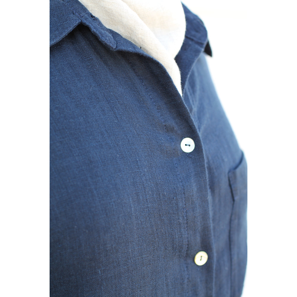 Linen Duster - White or Navy Blue - Stonewashed - Luxury Gauze Linen