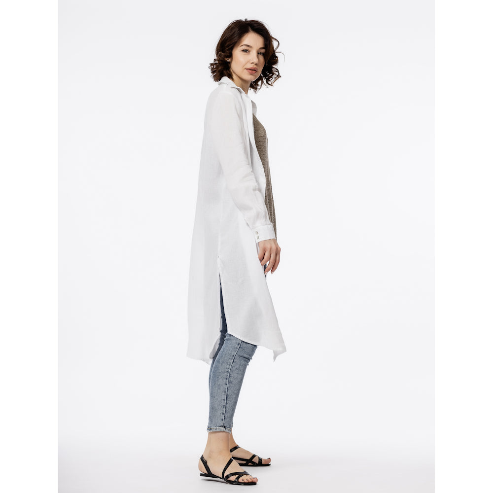 Linen Duster - White - Stonewashed - Luxury Thin Linen