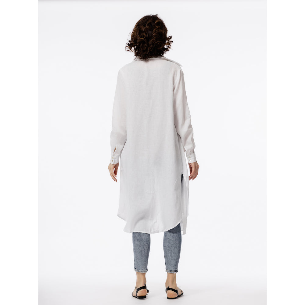 Linen Duster - White - Stonewashed - Luxury Thin Linen