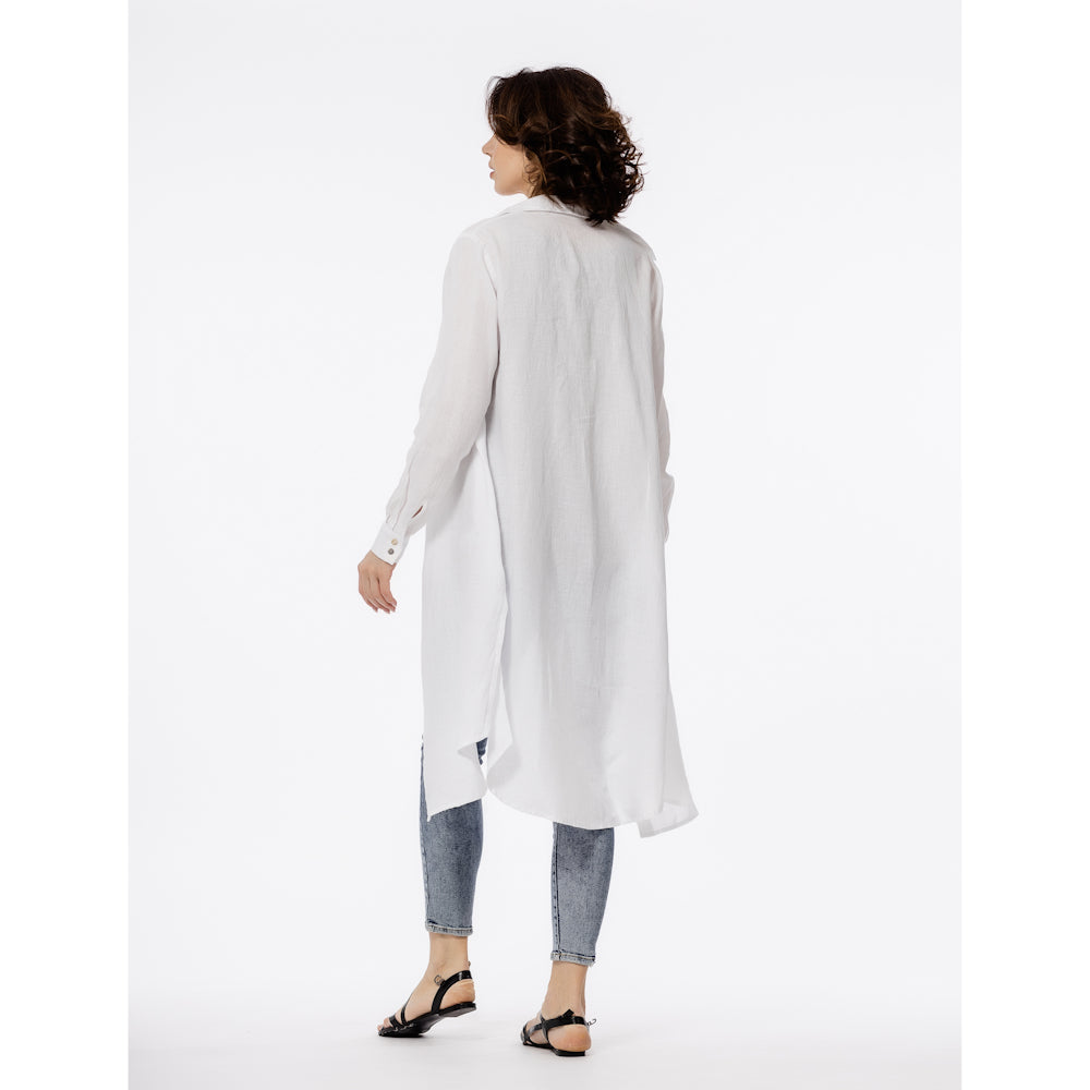 Linen Duster - White - Stonewashed - Luxury Thin Linen