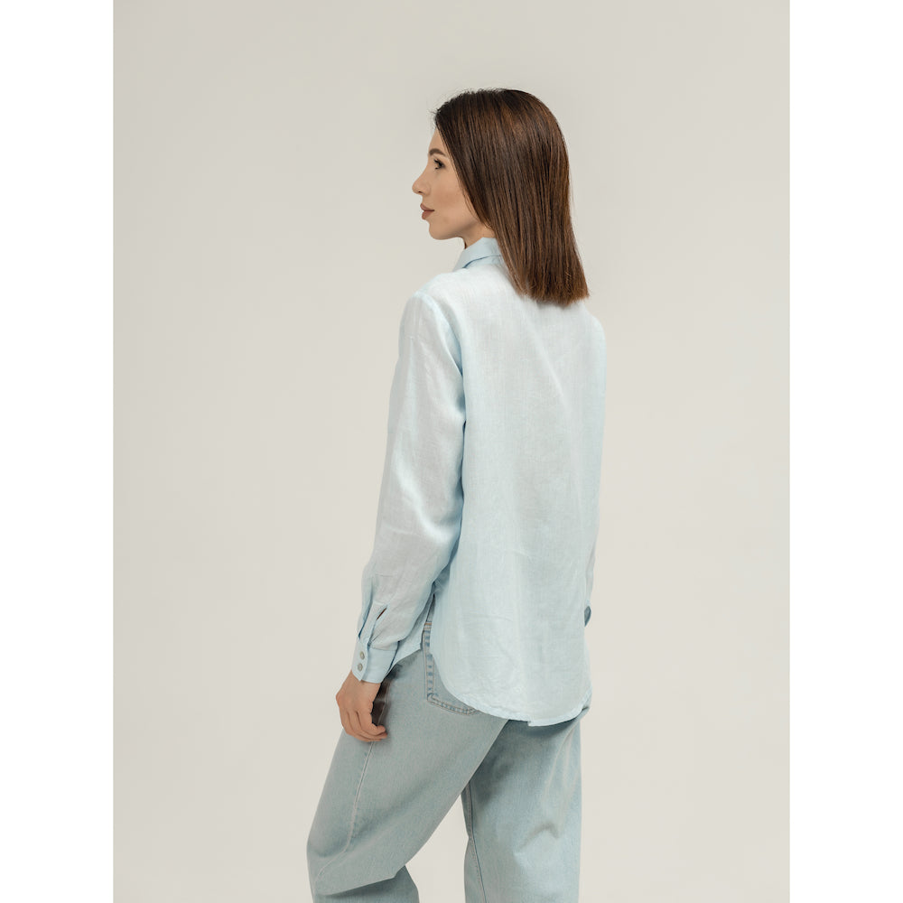 Linen Shirt - Sky Blue - Stonewashed - Luxury Thin Linen