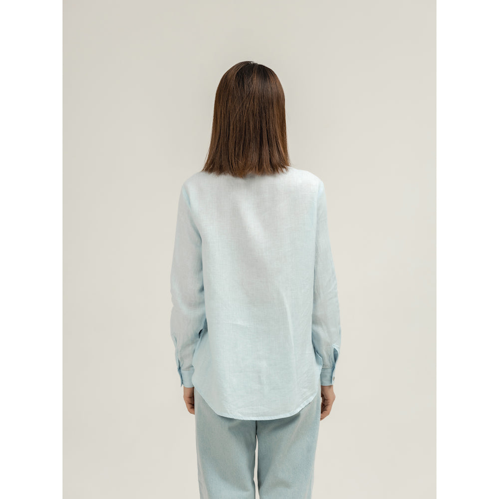 Linen Shirt - Sky Blue - Stonewashed - Luxury Thin Linen