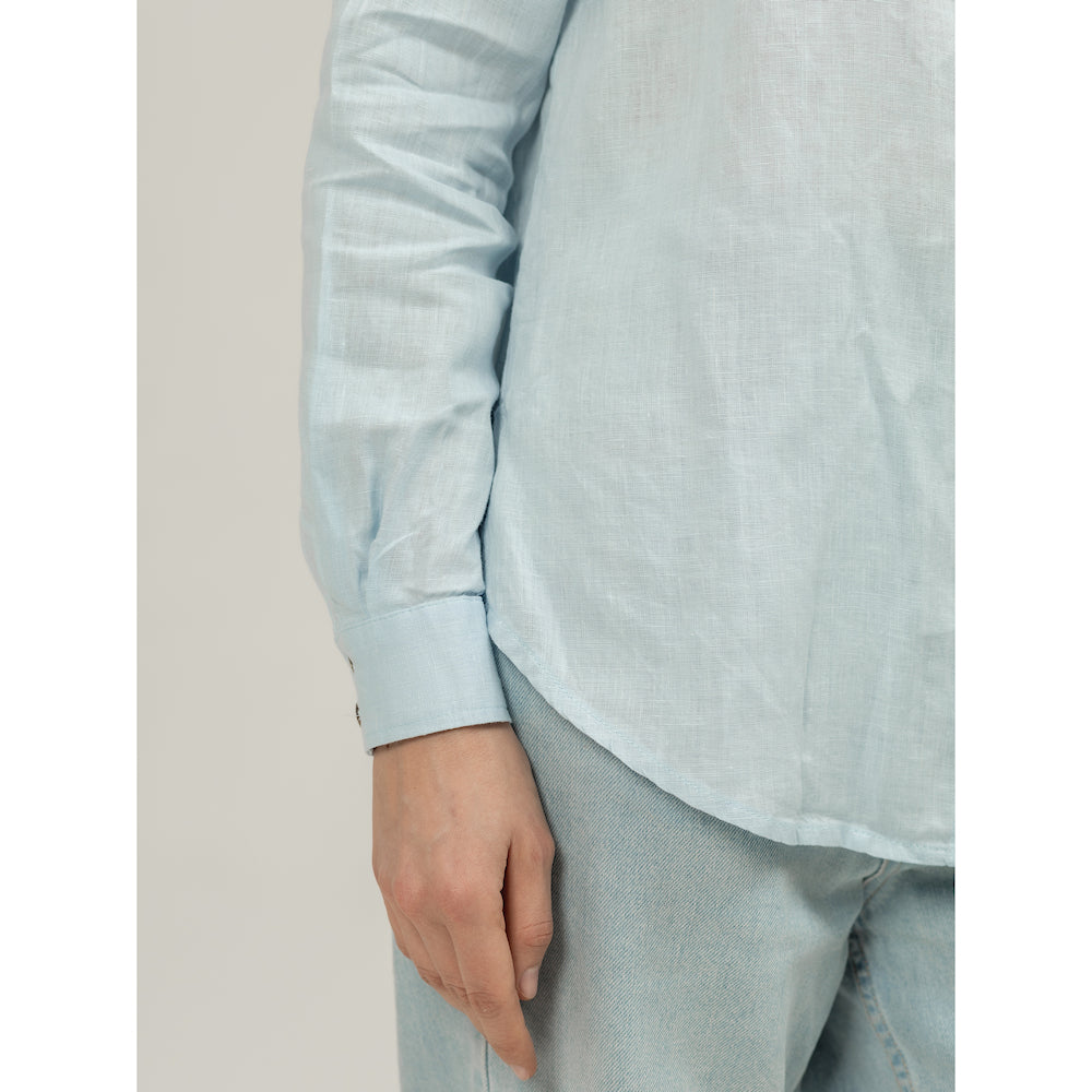 Linen Shirt - Sky Blue - Stonewashed - Luxury Thin Linen