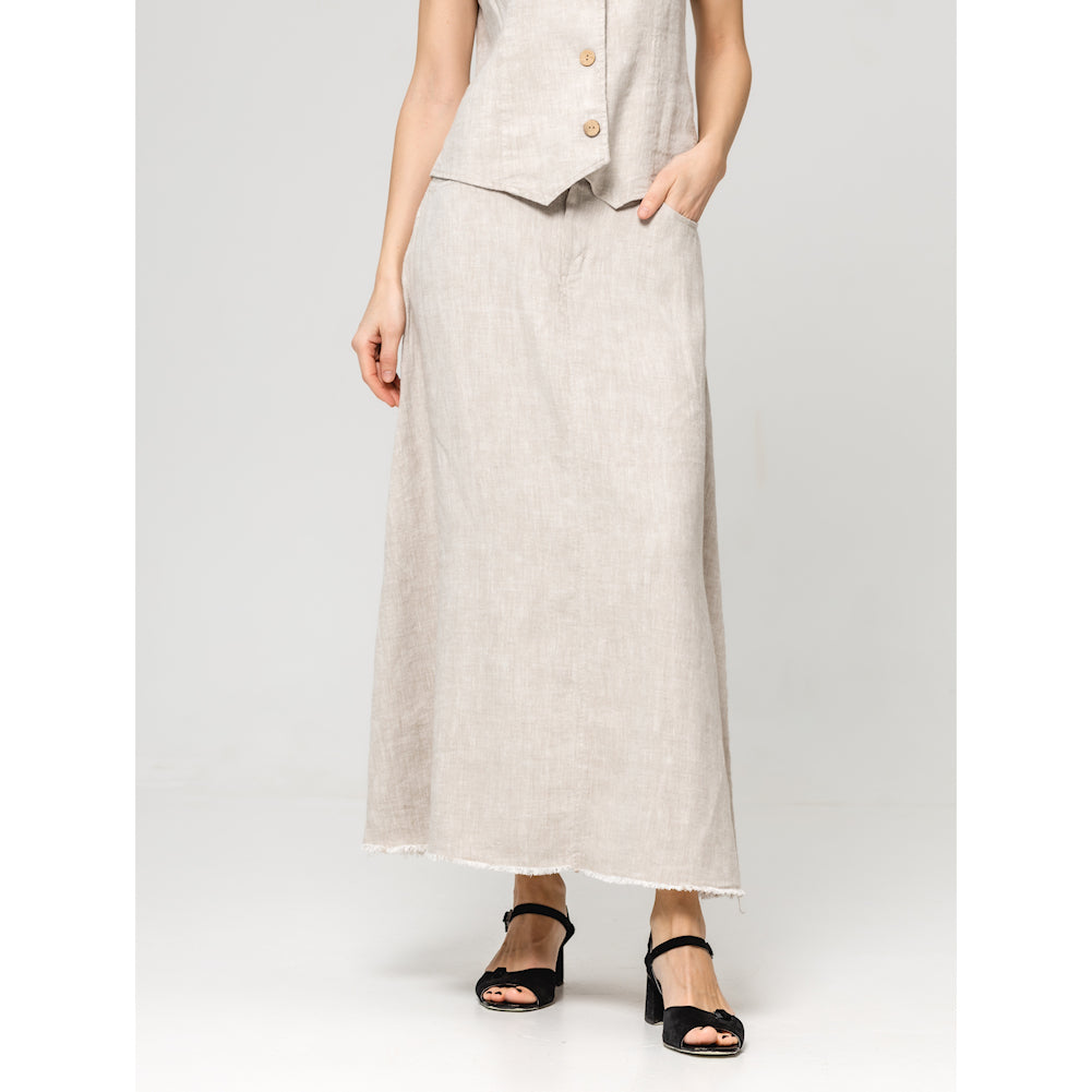 Linen Skirt - Light Natural - Stonewashed - Luxury Medium Thick Linen