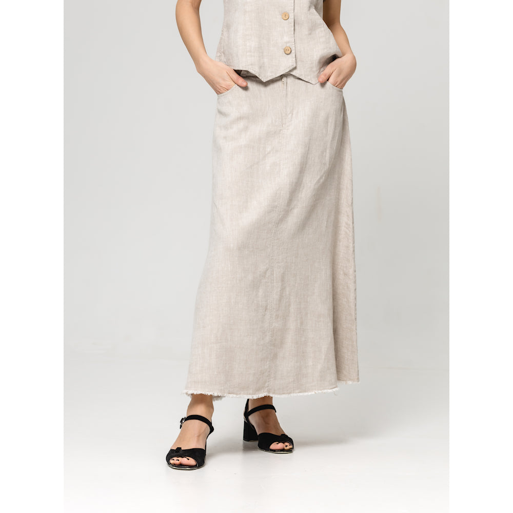 Linen Skirt - Light Natural - Stonewashed - Luxury Medium Thick Linen