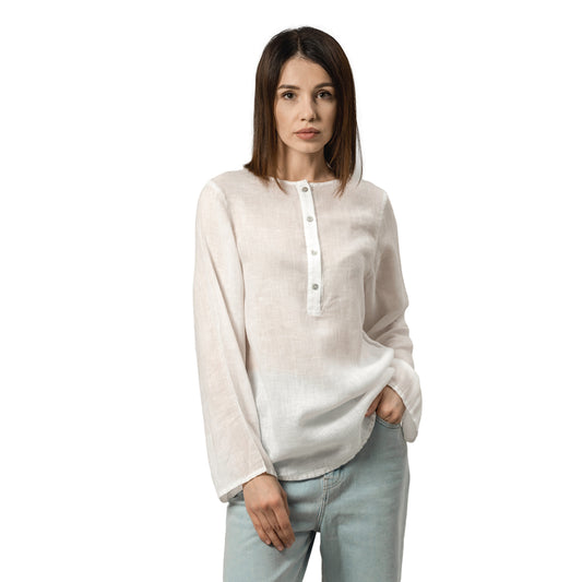 Linen Top - White Gauze - Stonewashed - Luxury Thin Gauze Linen