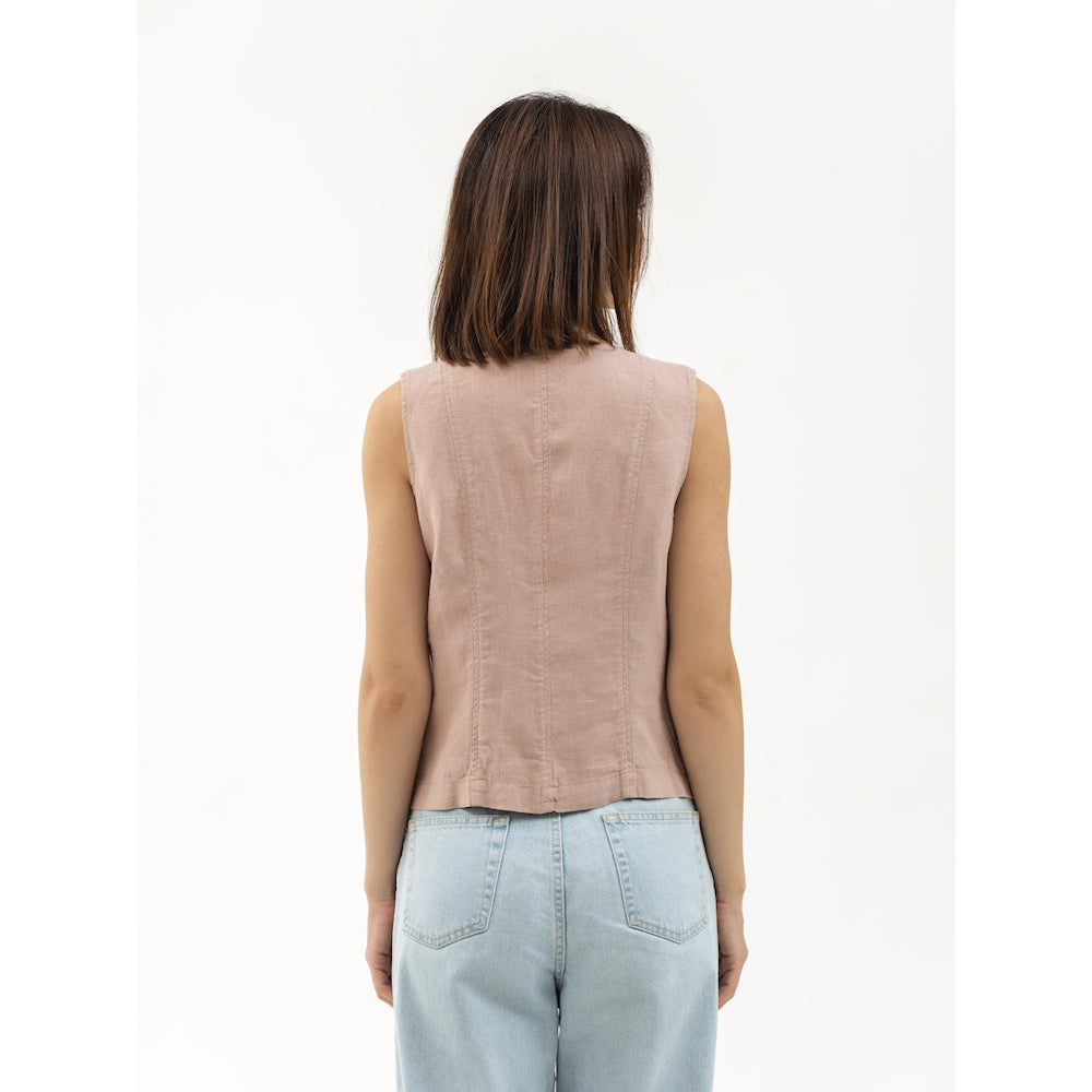 Linen Vest - Dusty Rose - Stonewashed - Meduim Thick Linen