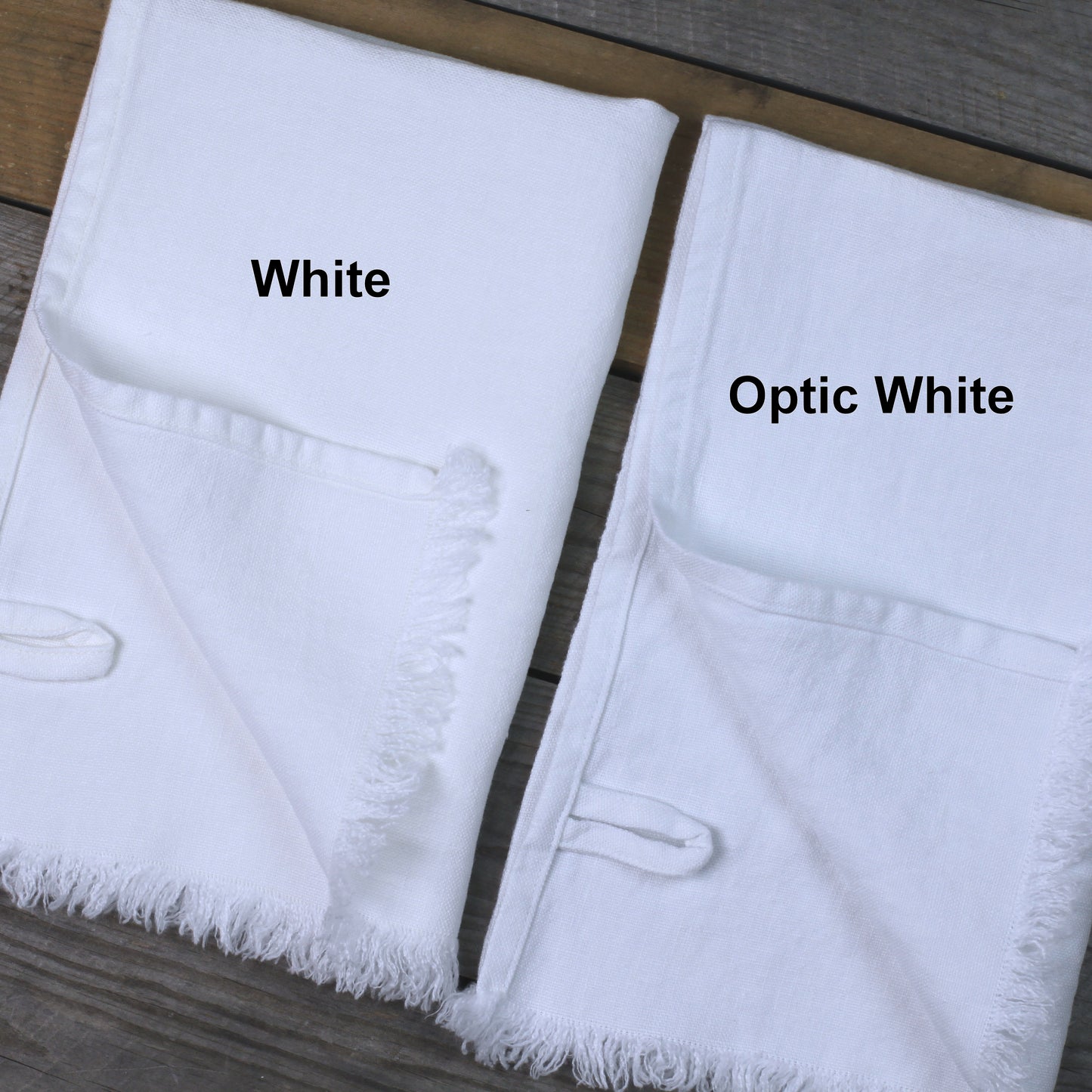 Linen Hand Towel - Stonewashed - Optic White with Frayed Edges -  Luxury Thick Linen