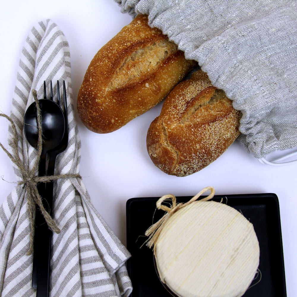 Linen Bread Bag - Stonewashed - Light Natural Color - Medium Thick Linen