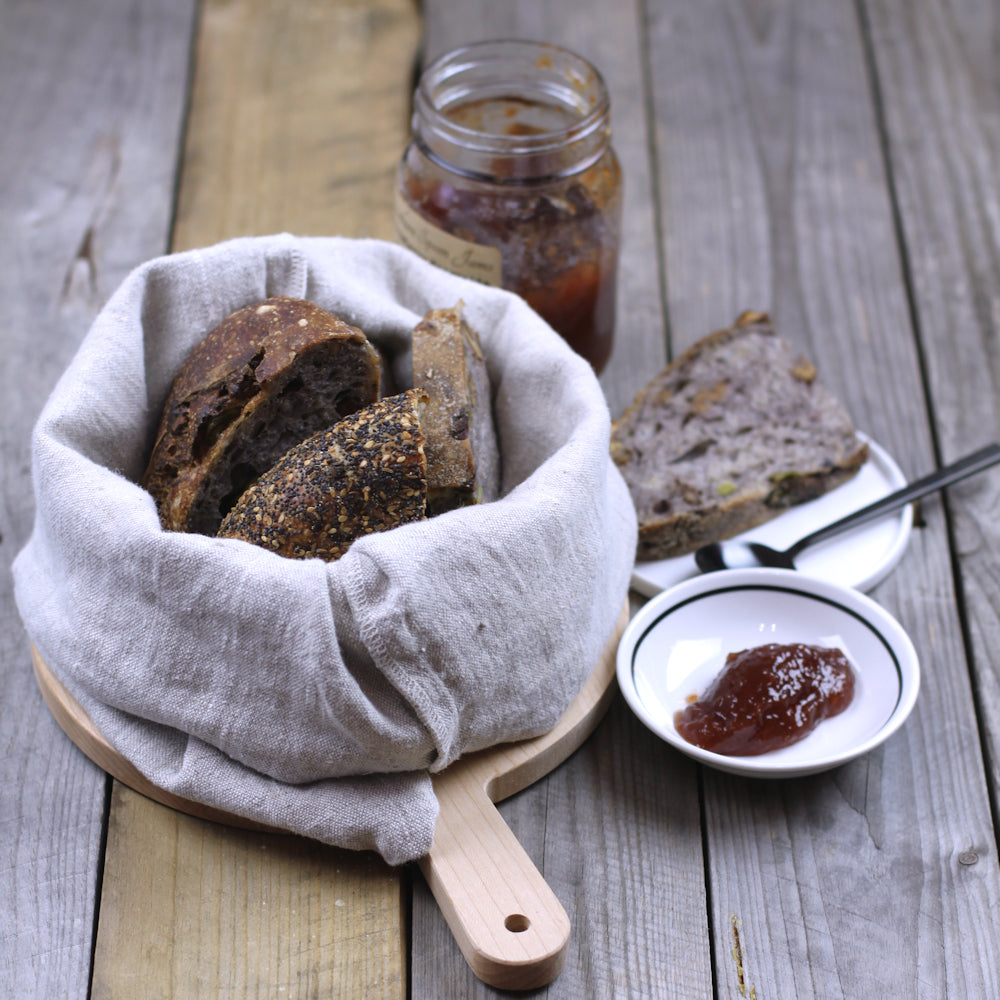 Linen Bread Bag - Stonewashed - Light Natural Color - Medium Thick Linen