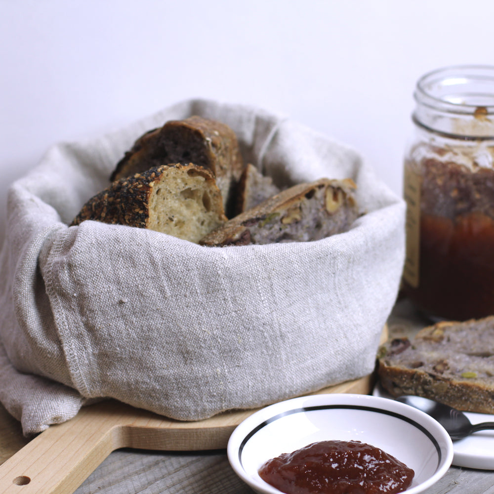 Linen Bread Bag - Stonewashed - Light Natural Color - Medium Thick Linen