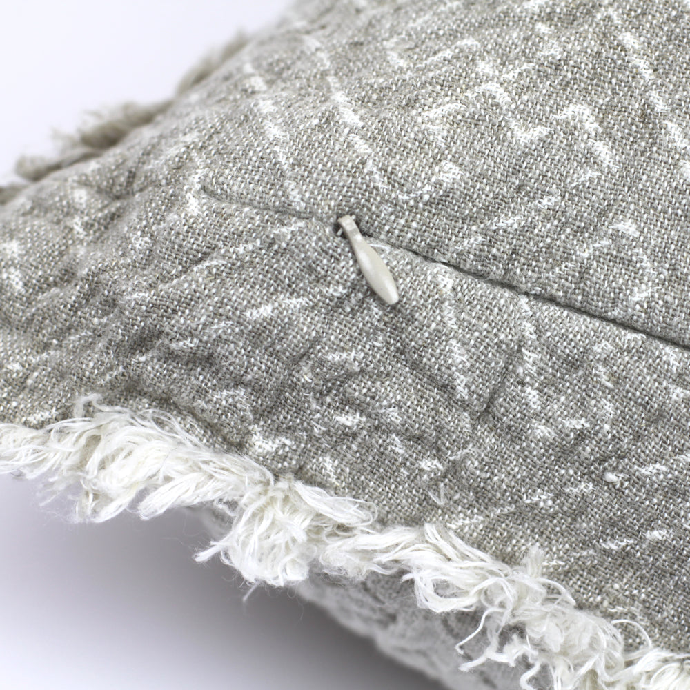 Linen Pillow Cover Expression - Lumbar - 14 x 22 - Stonewashed - Textured - Frayed Edges - Double-sided - Ivory and Natural Colors
