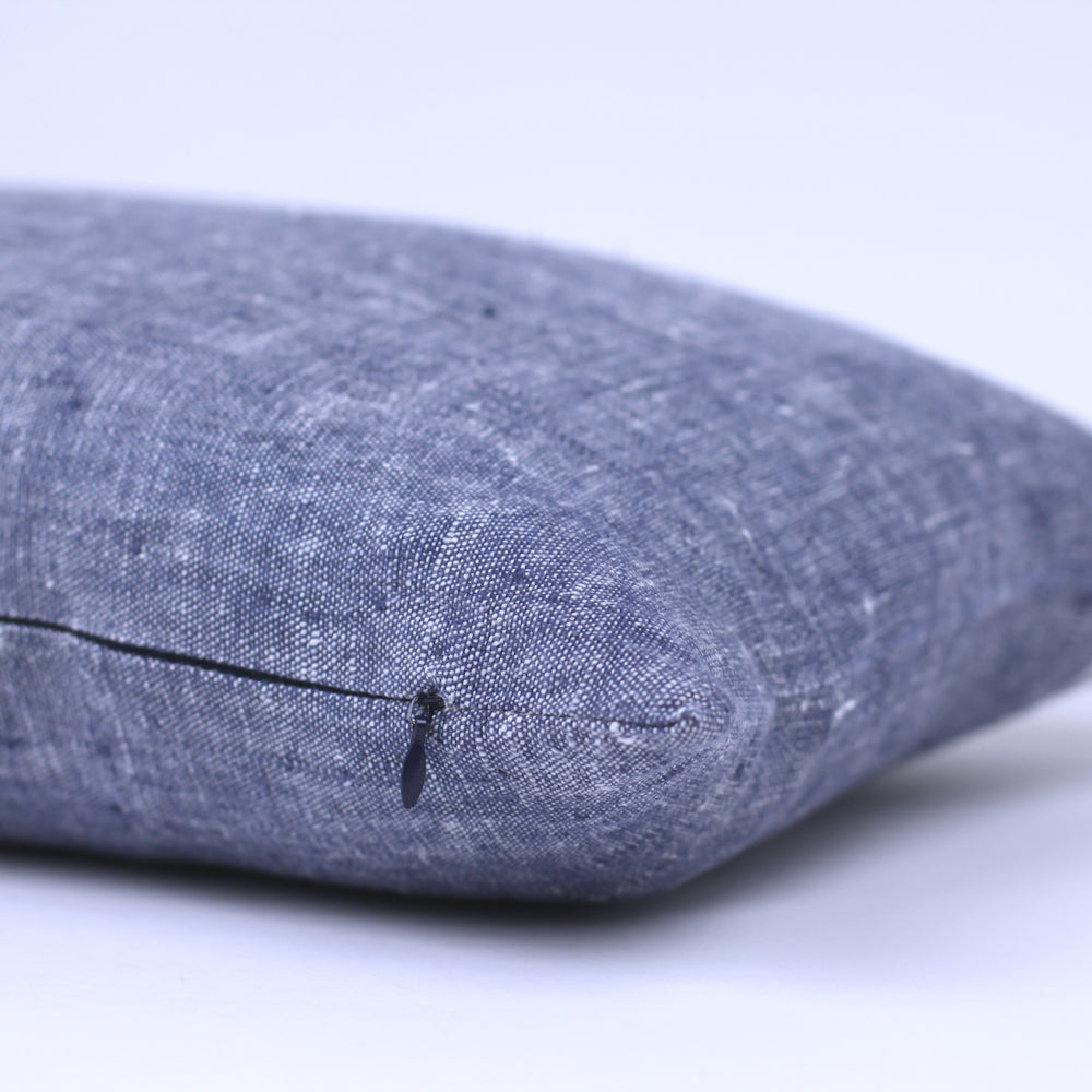 Linen Pillow Cover - Lumbar - Blue with Basic White Stripes - 12 x 20 - Stonewashed - Luxury Thick Linen