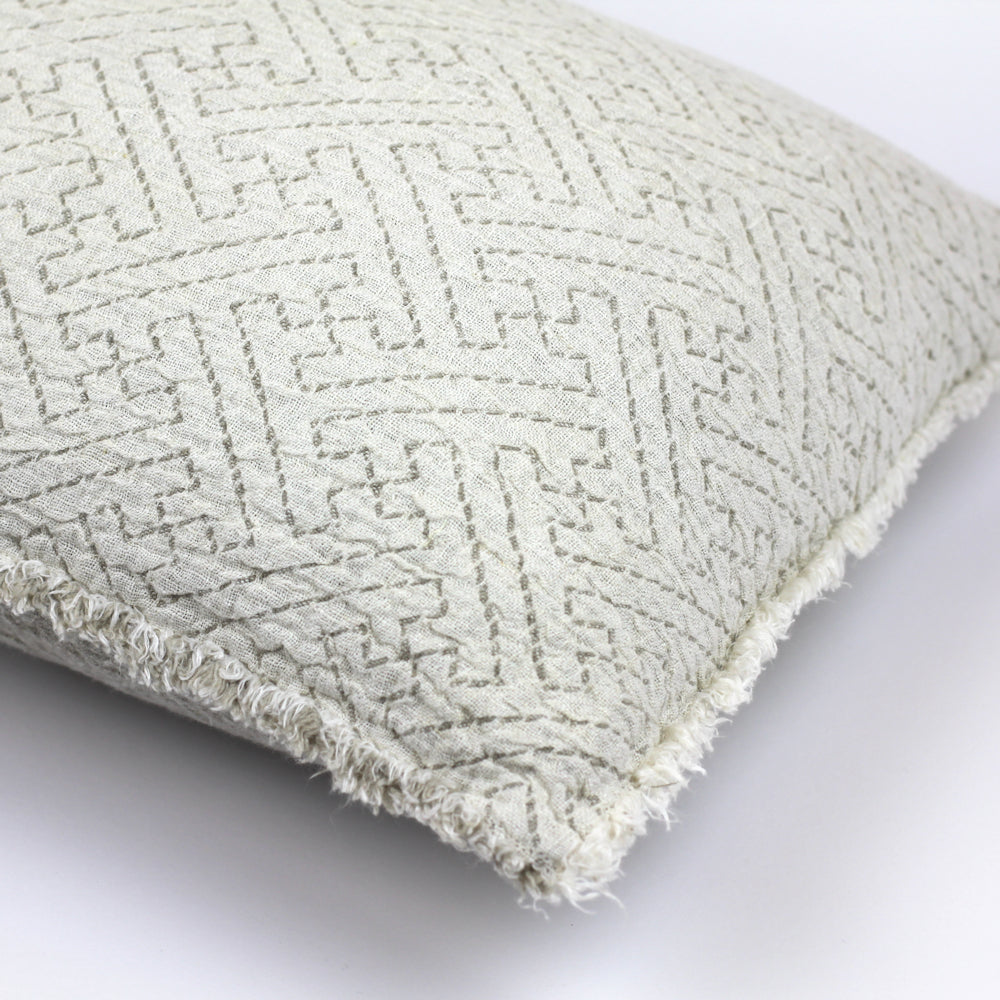 Linen Pillow Cover Expression - Lumbar - 14 x 22 - Stonewashed - Textured - Frayed Edges - Double-sided - Ivory and Natural Colors
