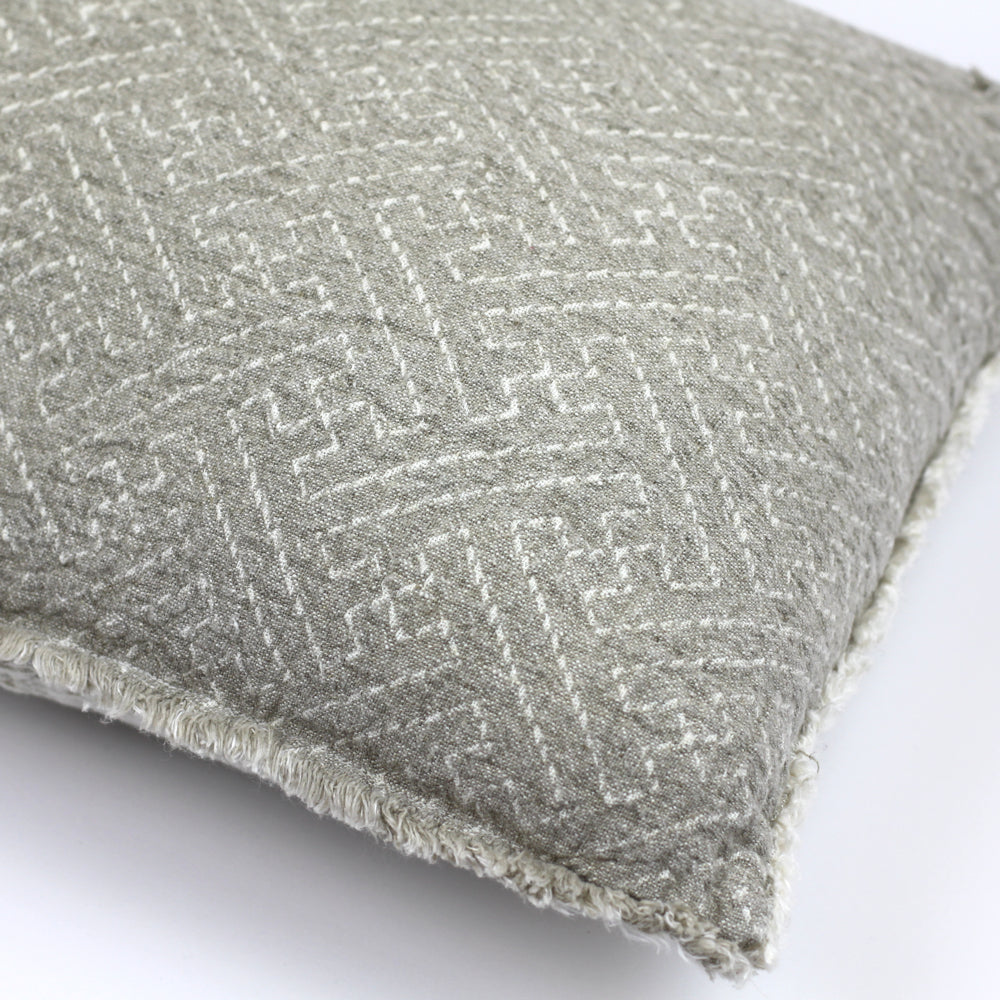 Linen Pillow Cover Expression - Lumbar - 14 x 22 - Stonewashed - Textured - Frayed Edges - Double-sided - Ivory and Natural Colors