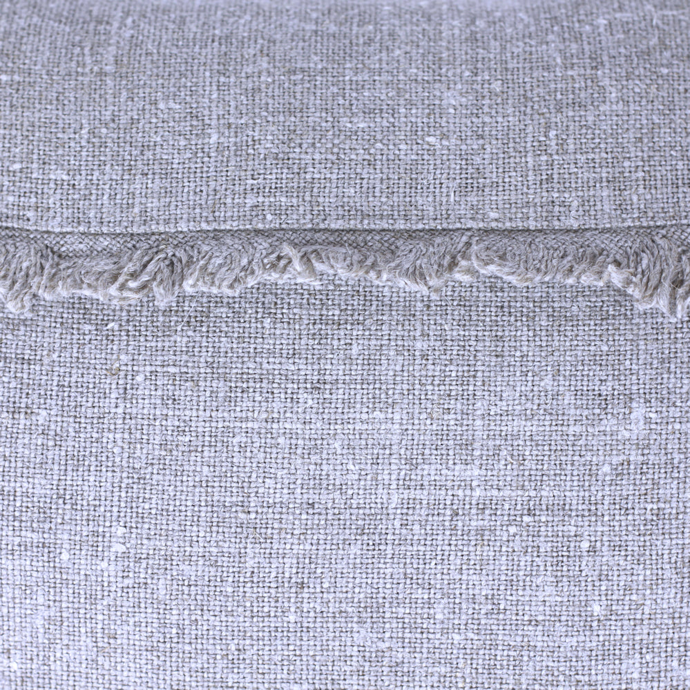Linen Pillow Cover - Lumbar - Natural with Frayed Decoration - 12 x 20 - Stonewashed - Thick Linen