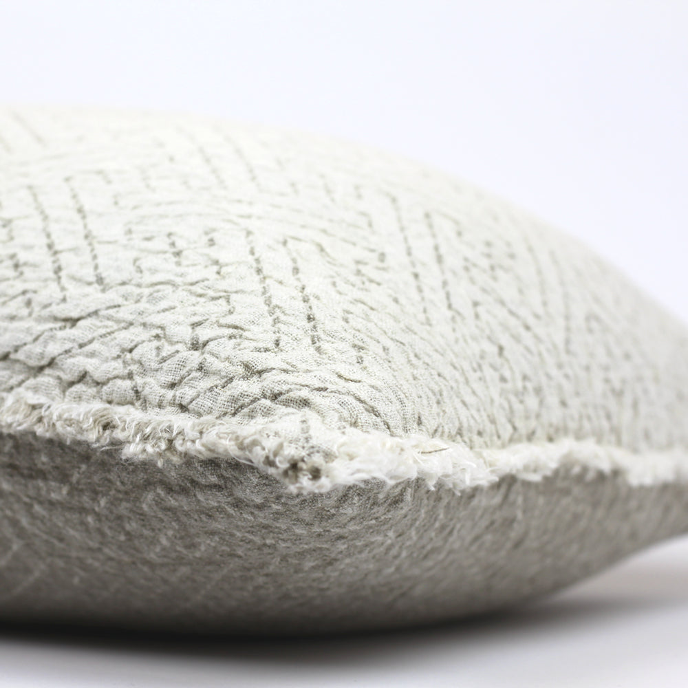 Linen Pillow Cover Expression - Lumbar - 14 x 22 - Stonewashed - Textured - Frayed Edges - Double-sided - Ivory and Natural Colors
