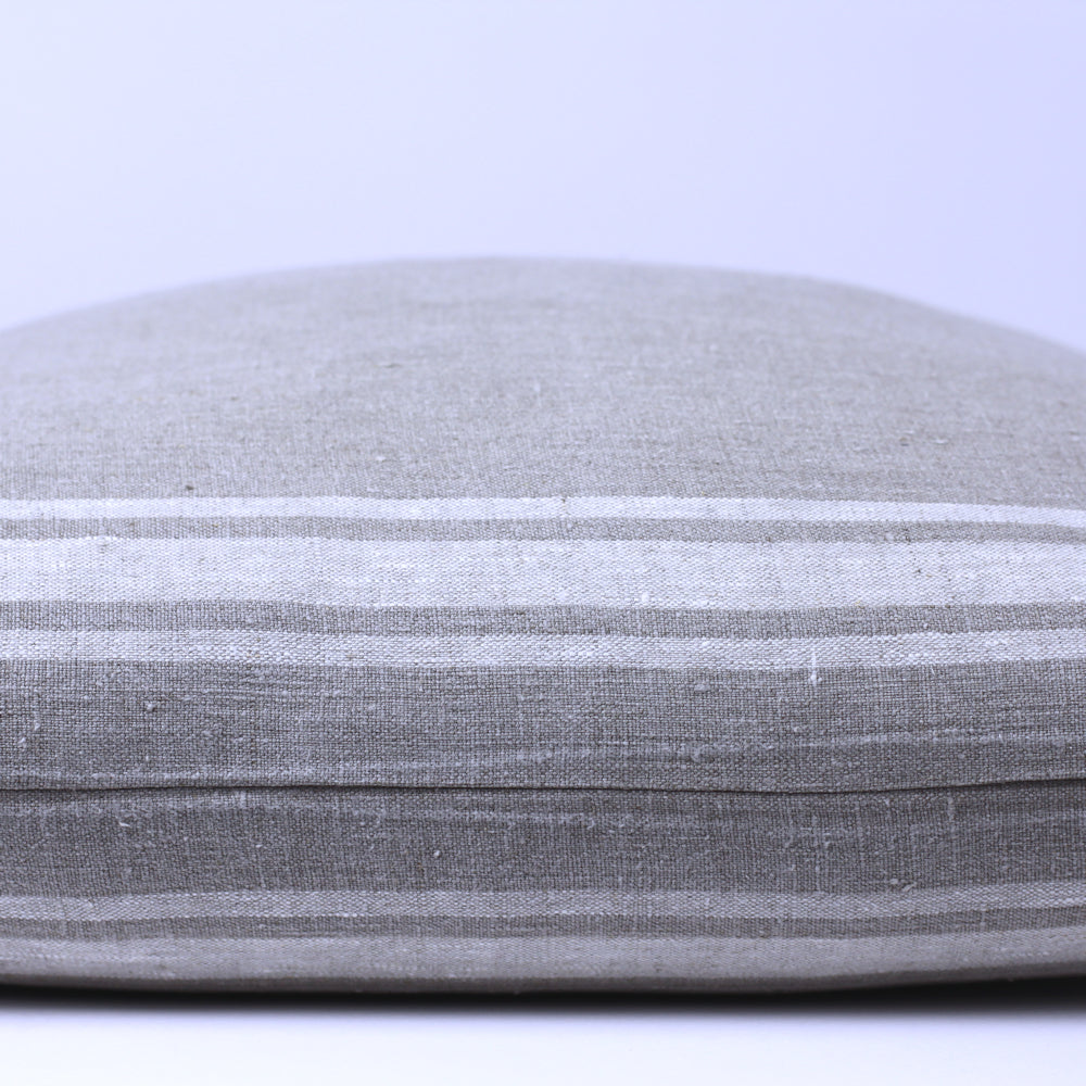 Linen Pillow Cover - Sham - Natural with Basic Light Natural Stripes - 22 x 22 - Stonewashed - Luxury Thick Linen