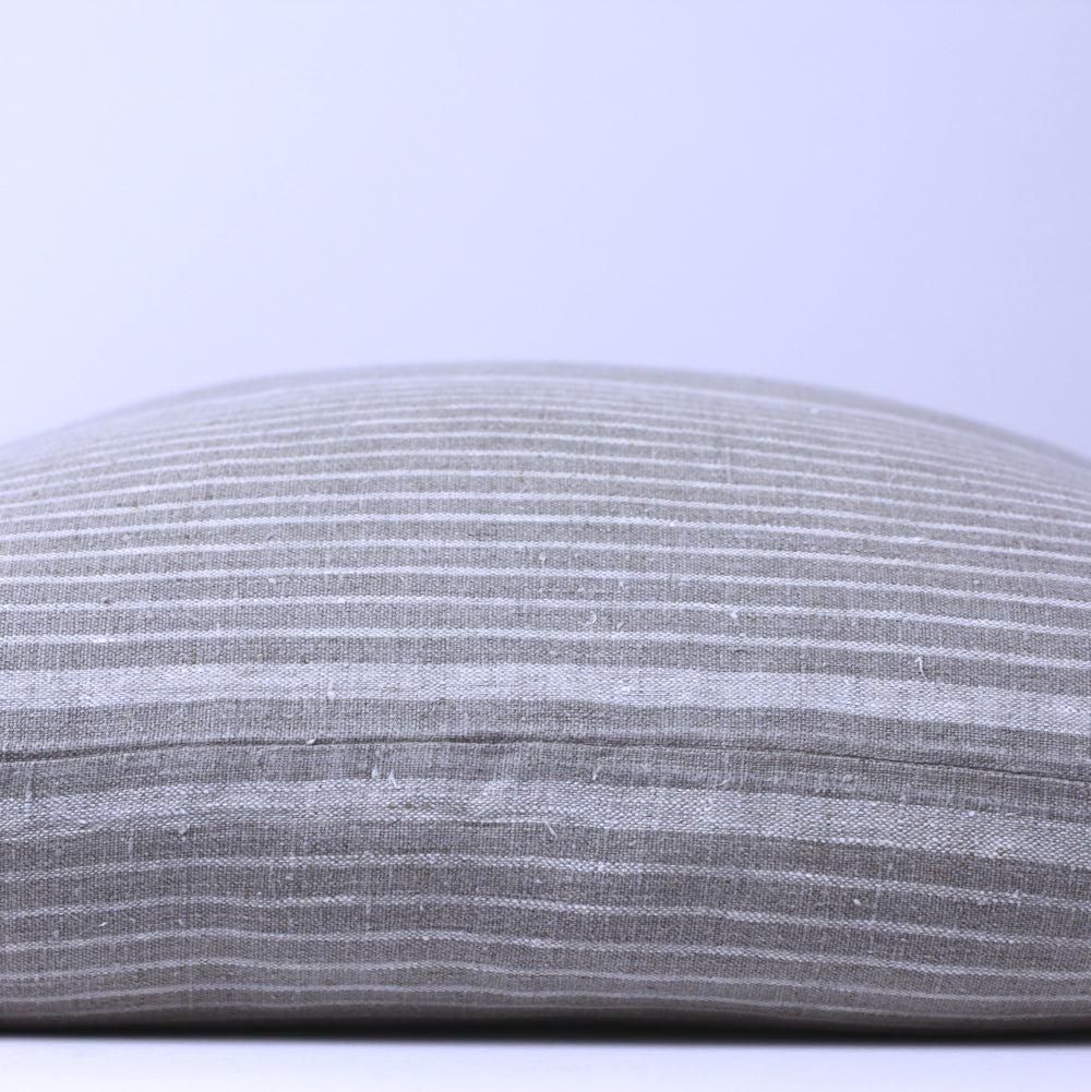 Linen Pillow Cover - Sham - Natural with Light Natural Pinstripes - 22 x 22 - Stonewashed - Luxury Thick Linen