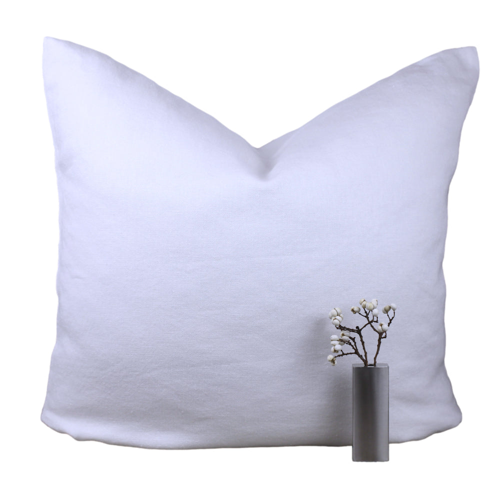 Linen Pillow Cover - Sham - White - 24 x 24 - Stonewashed - Luxury Thick Linen