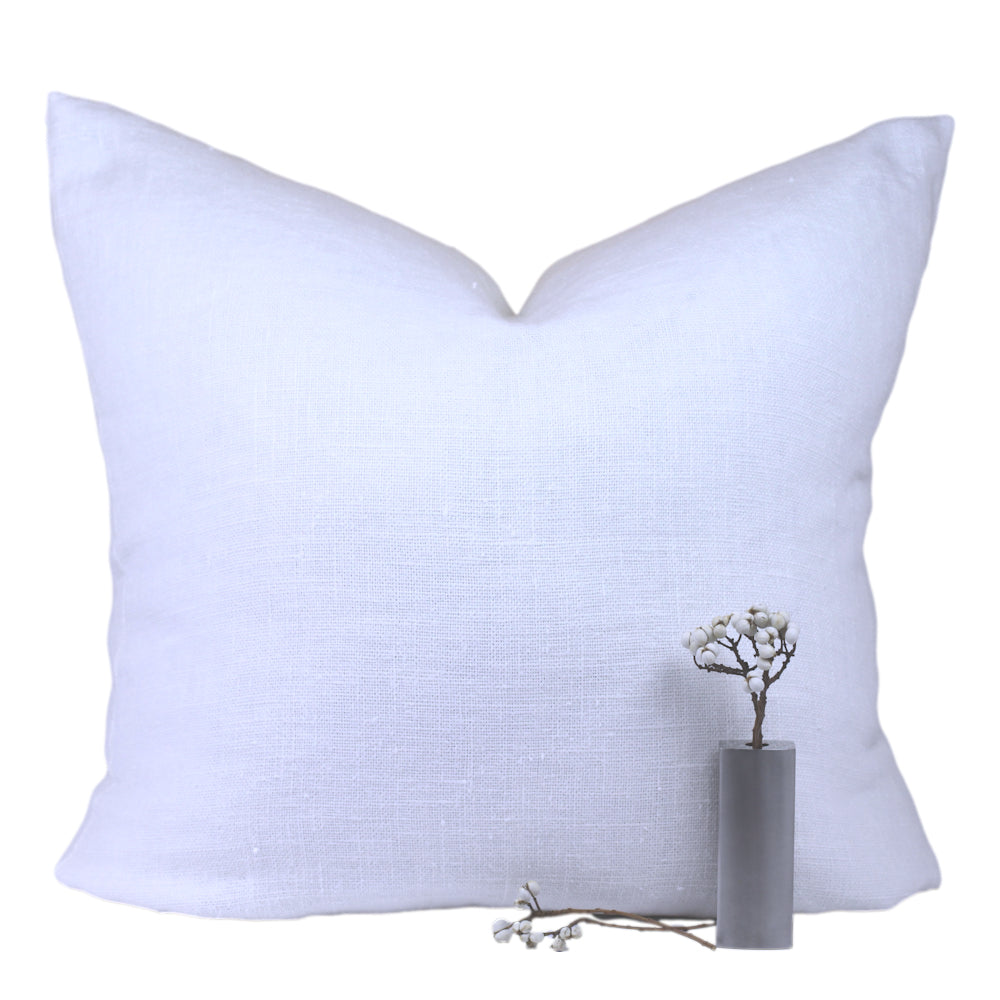 Linen Pillow Cover - Sham - White Open Weave - 24 x 24 - Stonewashed - Luxury Thick Linen