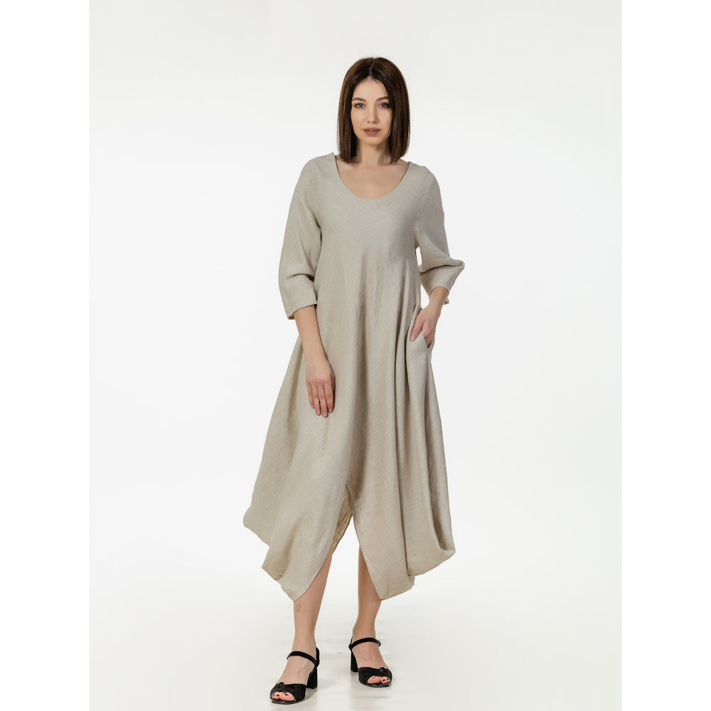 Linen Dress Lucia - Light Natural - Stonewashed - Luxury Medium Thick Linen