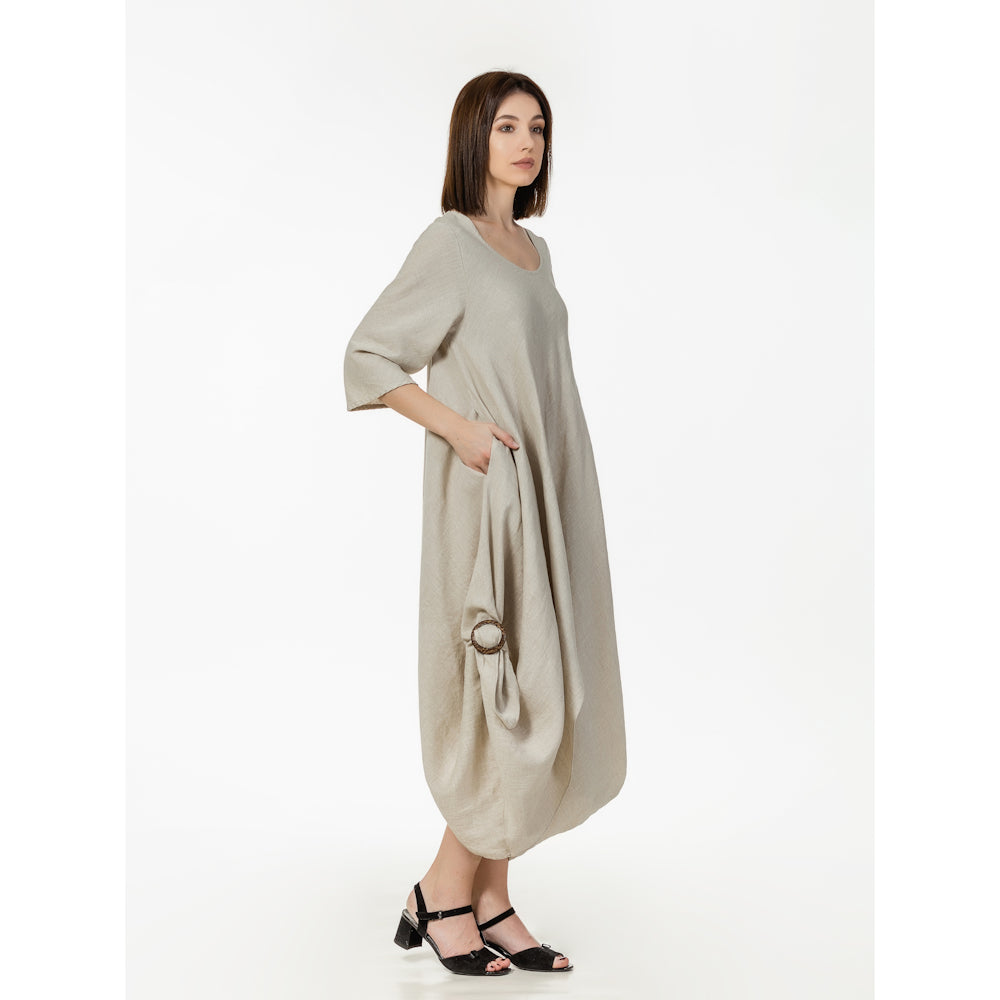 Linen Dress Lucia - Light Natural - Stonewashed - Luxury Medium Thick Linen