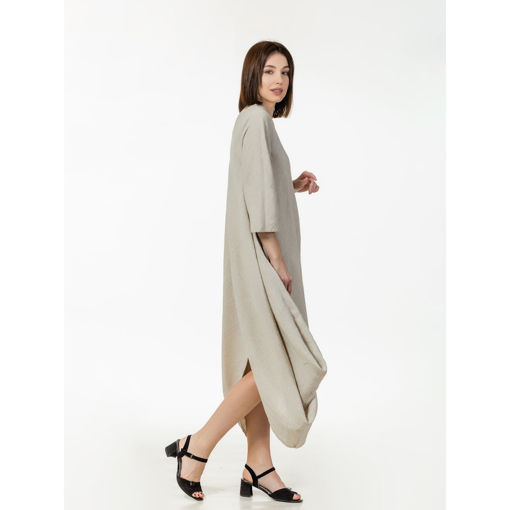 Linen Dress Lucia - Light Natural - Stonewashed - Luxury Medium Thick Linen