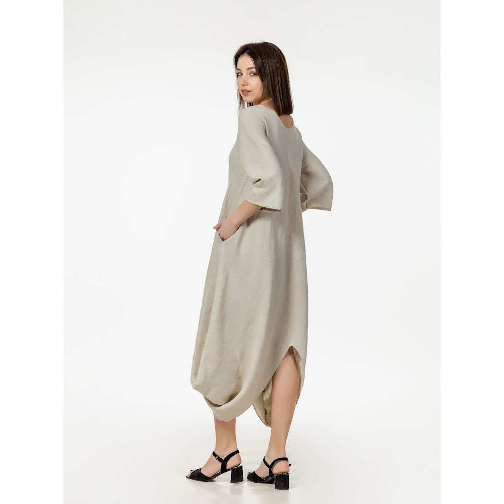 Linen Dress Lucia - Light Natural - Stonewashed - Luxury Medium Thick Linen