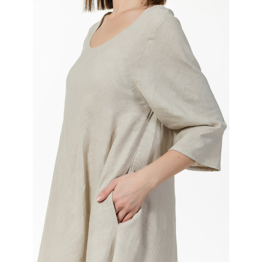 Linen Dress Lucia - Light Natural - Stonewashed - Luxury Medium Thick Linen